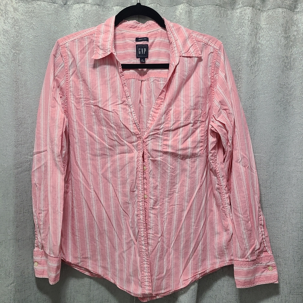GAP Pink‎ Striped Button-Up Shirt Womens Size Large